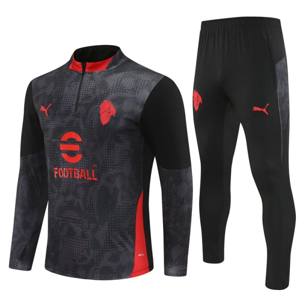 Conjunto de Moletom de Treino AC Milan Homem Quarto-Zíper 2025-26 Preta