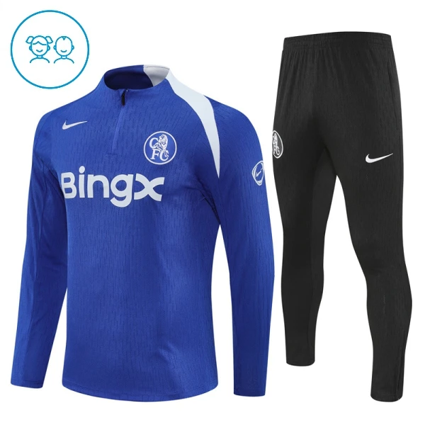 Conjunto de Moletom de Treino Chelsea Criança Quarto-Zíper 2025-26 Azul