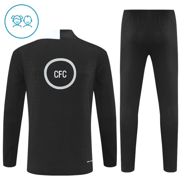 Conjunto de Moletom de Treino Chelsea Criança Quarto-Zíper 2025-26 Preta