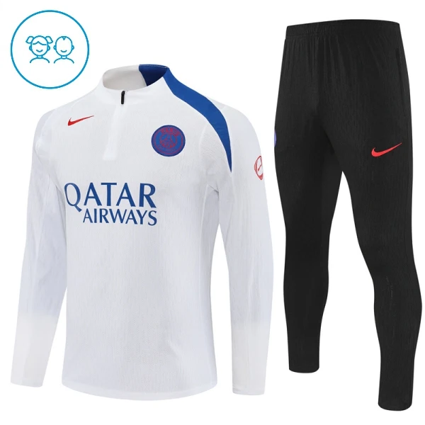 Conjunto de Moletom de Treino Paris Saint-Germain Criança Quarto-Zíper 2025-26 Branca