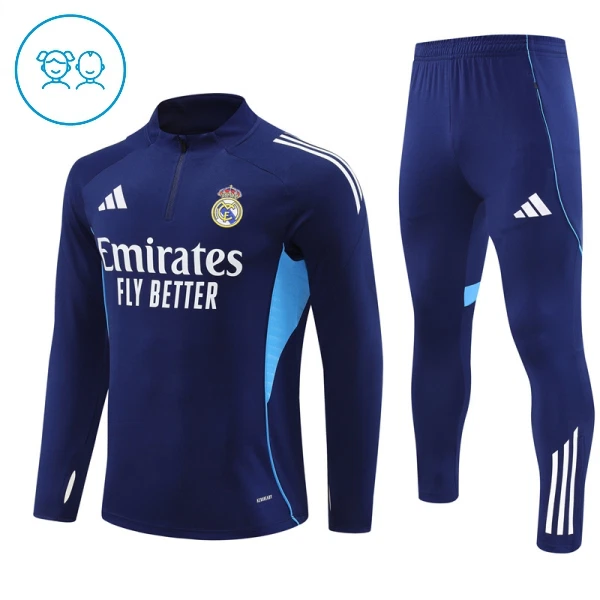 Conjunto de Moletom de Treino Real Madrid Criança Quarto-Zíper 2025-26 Navy