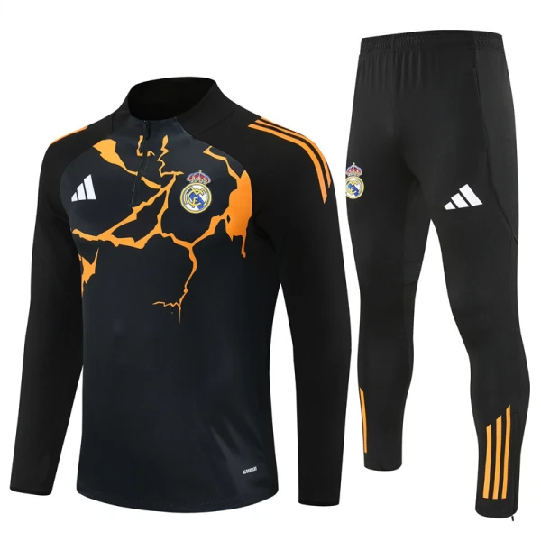 Conjunto de Moletom de Treino Real Madrid Homem Quarto-Zíper 2025-26 Preta