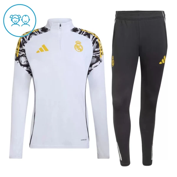 Conjunto de Moletom de Treino Real Madrid Criança Quarto-Zíper 2026-27 Branca Conjunto de Moletom de Treino Real Madrid Criança Quarto-Zíper 2026-27 Branca