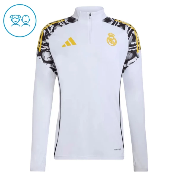 Conjunto de Moletom de Treino Real Madrid Criança Quarto-Zíper 2026-27 Branca