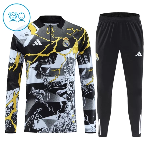 Conjunto de Moletom de Treino Real Madrid Marvel Criança Quarto-Zíper 2026-27 Preta
