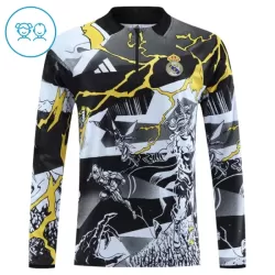 Conjunto de Moletom de Treino Real Madrid Marvel Criança Quarto-Zíper 2026-27 Preta
