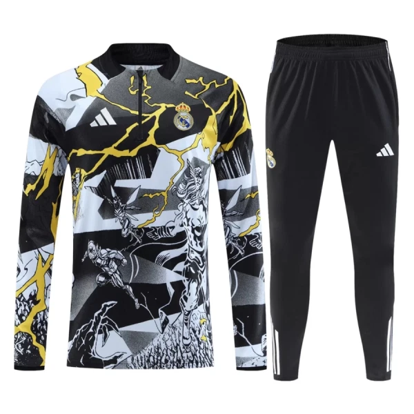 Conjunto de Moletom de Treino Real Madrid Marvel Homem Quarto-Zíper 2026-27 Preta