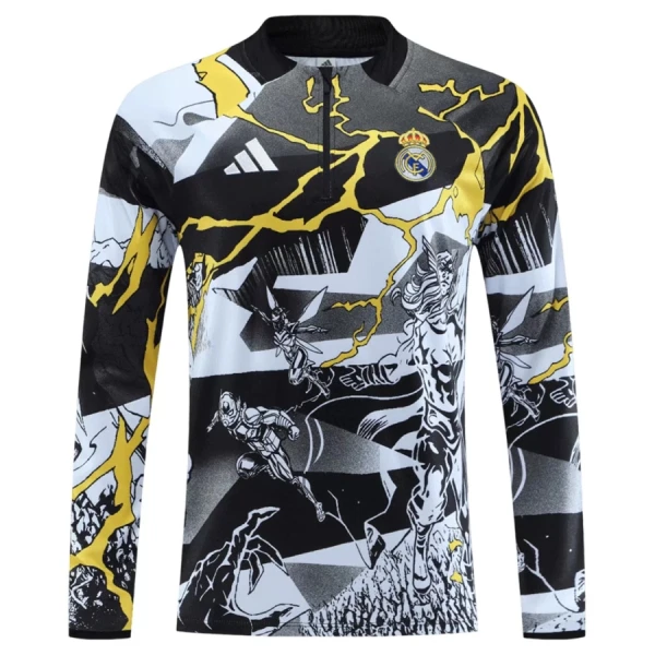 Conjunto de Moletom de Treino Real Madrid Marvel Homem Quarto-Zíper 2026-27 Preta