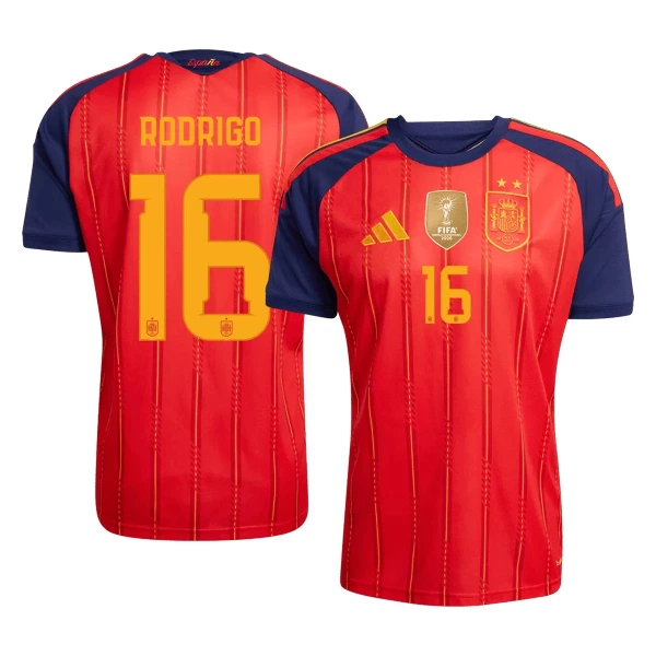 Camisola Espanha 2 Stars Rodrigo 16 Homem Equipamento 1ª Mundial 2026 Camisola Espanha 2 Stars Rodrigo 16 Homem Equipamento 1ª Mundial 2026