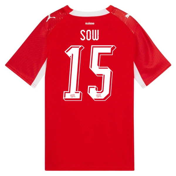 Camisola Suíça Djibril Sow 15 Homem Equipamento 1ª Mundial 2026 Camisola Suíça Djibril Sow 15 Homem Equipamento 1ª Mundial 2026