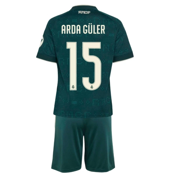 Camisola Real Madrid Arda Guler 15 Criança Equipamento 2ª 2026-27 Camisola Real Madrid Arda Guler 15 Criança Equipamento 2ª 2026-27
