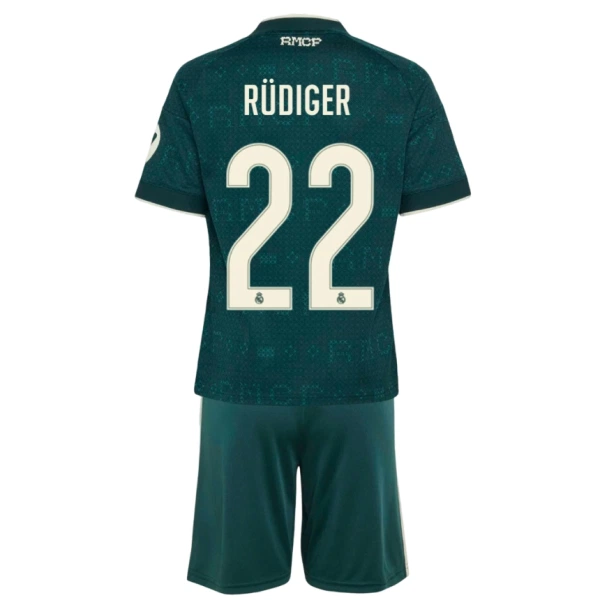 Camisola Real Madrid Rudiger 22 Criança Equipamento 2ª 2026-27
