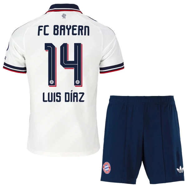 Camisola FC Bayern de Munique Luis Díaz 14 Criança Equipamento 2ª 2026-27 Camisola FC Bayern de Munique Luis Díaz 14 Criança Equipamento 2ª 2026-27