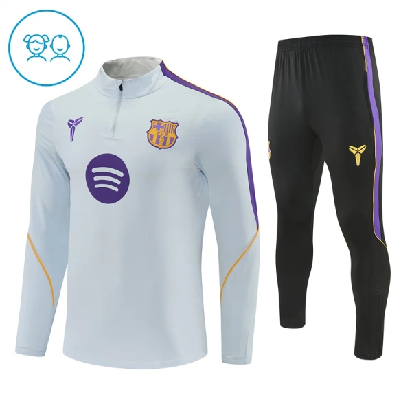 Conjunto de Moletom de Treino Barcelona Criança Quarto-Zíper 2026-27 Branca Conjunto de Moletom de Treino Barcelona Criança Quarto-Zíper 2026-27 Branca