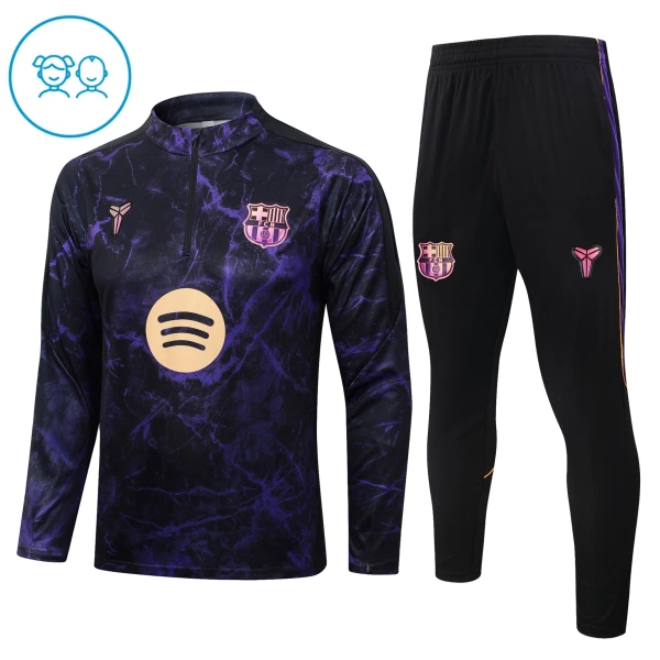 Conjunto de Moletom de Treino Barcelona Criança Quarto-Zíper 2026-27 Preta Conjunto de Moletom de Treino Barcelona Criança Quarto-Zíper 2026-27 Preta