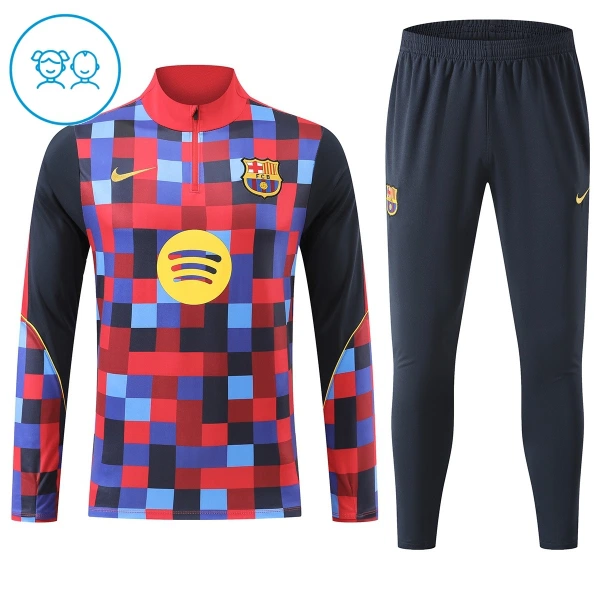 Conjunto de Moletom de Treino Barcelona Criança Quarto-Zíper 2026-27 Vermelha