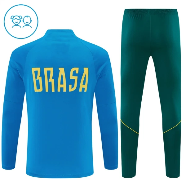 Conjunto de Moletom de Treino Brasil Criança Quarto-Zíper 2026-27 Azul