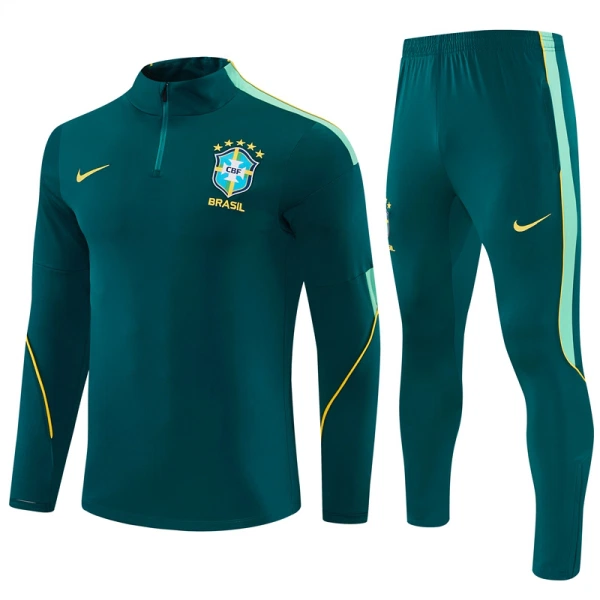 Conjunto de Moletom de Treino Brasil Homem Quarto-Zíper 2026-27 Verde