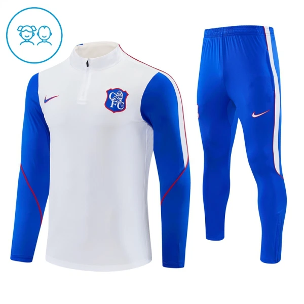 Conjunto de Moletom de Treino Chelsea Criança Quarto-Zíper 2026-27 Branca Conjunto de Moletom de Treino Chelsea Criança Quarto-Zíper 2026-27 Branca