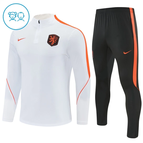 Conjunto de Moletom de Treino Holanda Criança Quarto-Zíper 2026-27 Branca Conjunto de Moletom de Treino Holanda Criança Quarto-Zíper 2026-27 Branca