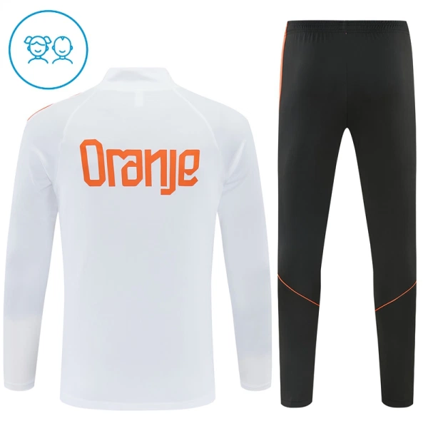 Conjunto de Moletom de Treino Holanda Criança Quarto-Zíper 2026-27 Branca