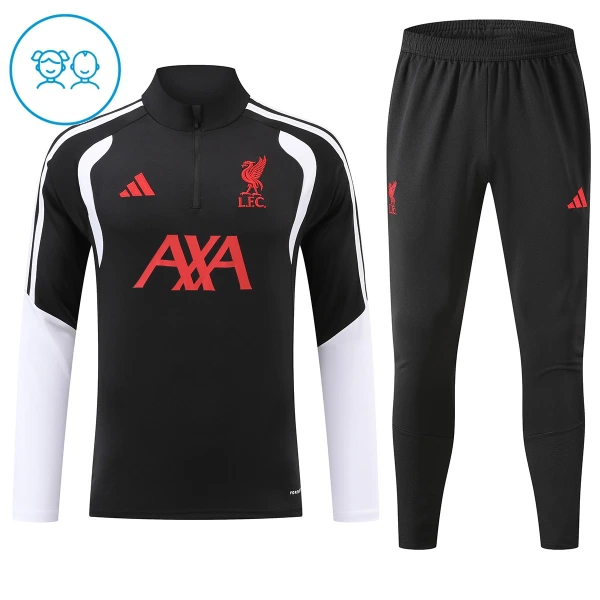 Conjunto de Moletom de Treino Liverpool Criança Quarto-Zíper 2026-27 Preta Conjunto de Moletom de Treino Liverpool Criança Quarto-Zíper 2026-27 Preta