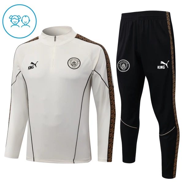 Conjunto de Moletom de Treino Manchester City Criança Quarto-Zíper 2026-27 Cinza