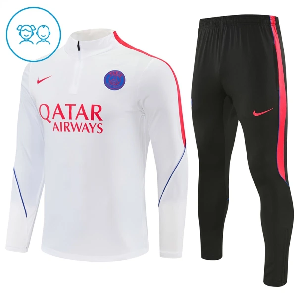 Conjunto de Moletom de Treino Paris Saint-Germain Criança Quarto-Zíper 2026-27 Branca