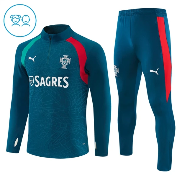 Conjunto de Moletom de Treino Portugal Criança Quarto-Zíper 2026-27 Azul