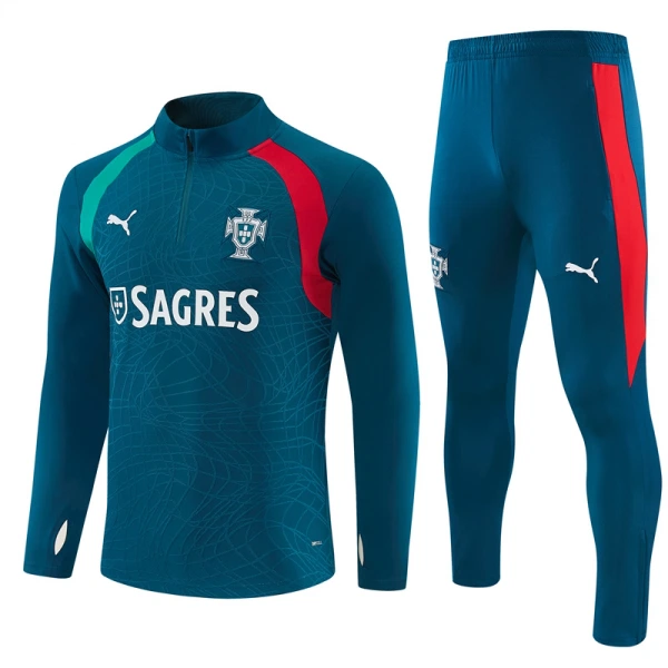 Conjunto de Moletom de Treino Portugal Homem Quarto-Zíper 2026-27 Azul