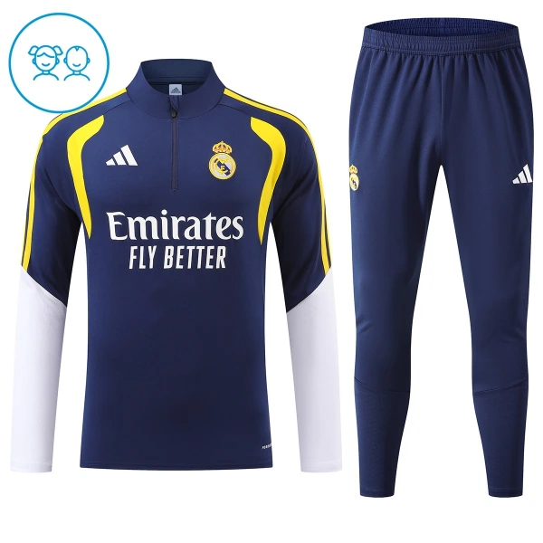 Conjunto de Moletom de Treino Real Madrid Criança Quarto-Zíper 2026-27 Azul
