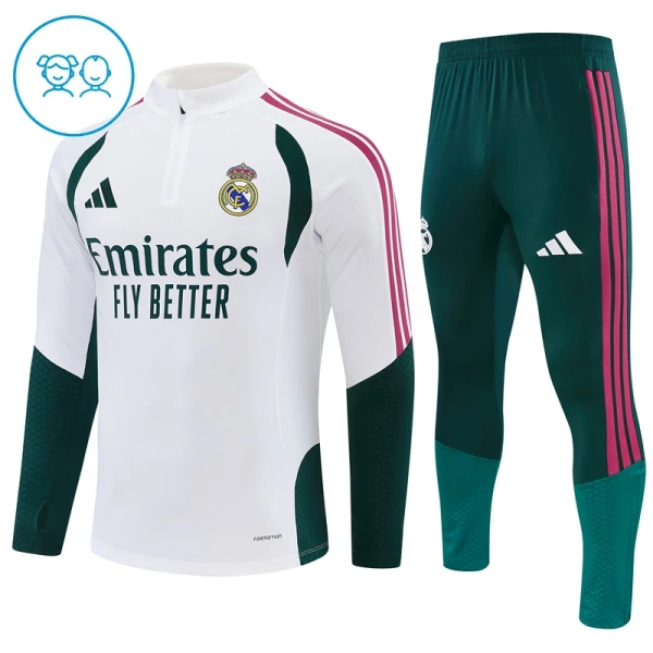 Conjunto de Moletom de Treino Real Madrid Criança Quarto-Zíper 2026-27 Branca