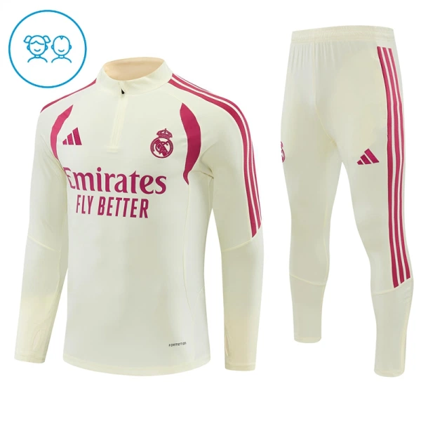 Conjunto de Moletom de Treino Real Madrid Criança Quarto-Zíper 2026-27 Branca