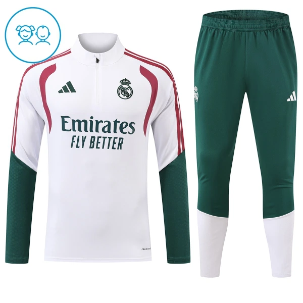 Conjunto de Moletom de Treino Real Madrid Criança Quarto-Zíper 2026-27 Branca