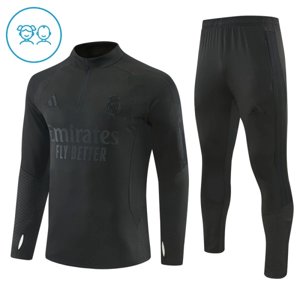 Conjunto de Moletom de Treino Real Madrid Criança Quarto-Zíper 2026-27 Preta Conjunto de Moletom de Treino Real Madrid Criança Quarto-Zíper 2026-27 Preta