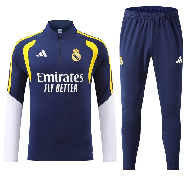 Conjunto de Moletom de Treino Real Madrid Homem Quarto-Zíper 2026-27 Azul Conjunto de Moletom de Treino Real Madrid Homem Quarto-Zíper 2026-27 Azul
