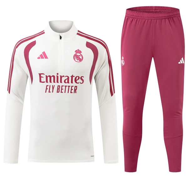 Conjunto de Moletom de Treino Real Madrid Homem Quarto-Zíper 2026-27 Branca