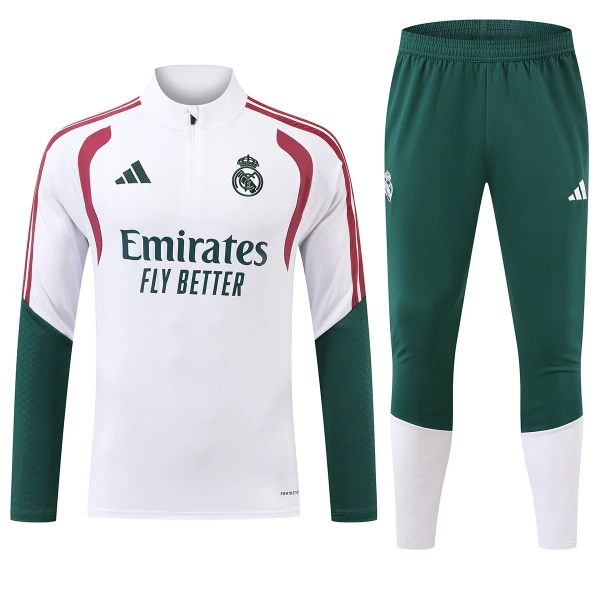 Conjunto de Moletom de Treino Real Madrid Homem Quarto-Zíper 2026-27 Branca Conjunto de Moletom de Treino Real Madrid Homem Quarto-Zíper 2026-27 Branca