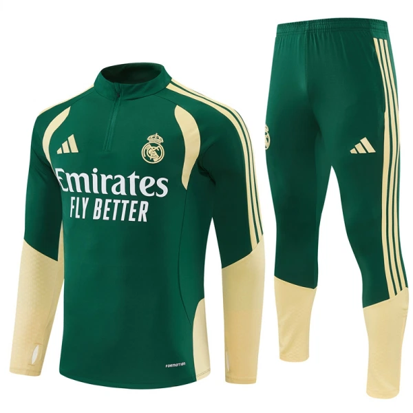 Conjunto de Moletom de Treino Real Madrid Homem Quarto-Zíper 2026-27 Verde Conjunto de Moletom de Treino Real Madrid Homem Quarto-Zíper 2026-27 Verde