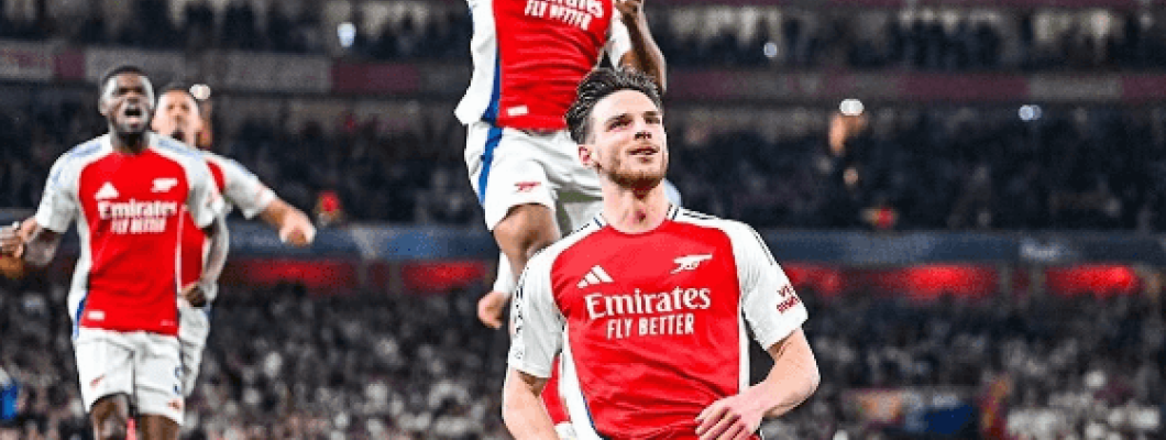 Rice marcou por duas vezes e levou o Arsenal à vitória por 3-0 sobre o Real Madrid Rice marcou por duas vezes e levou o Arsenal à vitória por 3-0 sobre o Real Madrid